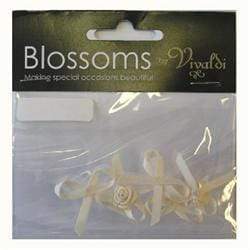 AussieSuperStore Art & Craft Essentials Cream Satin Grub Rose with Bow (in 9 colours) Satin Grub Rose with Bow | Artificial Flower Party Decoration 9323823116606 GRBCR